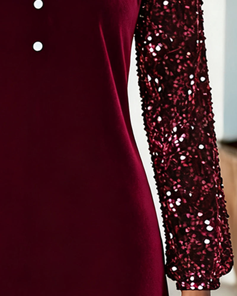 Sequin Velvet Patchwork Dress