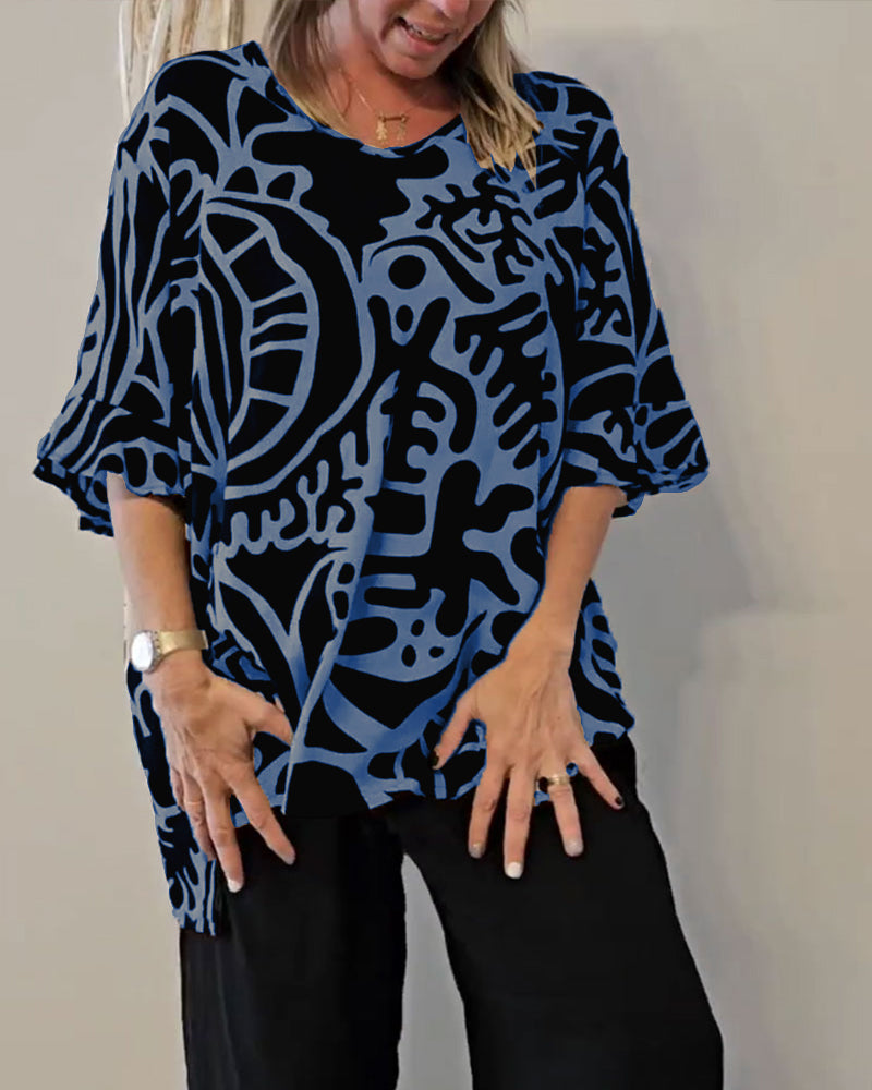 Abstract Botanical Print Top