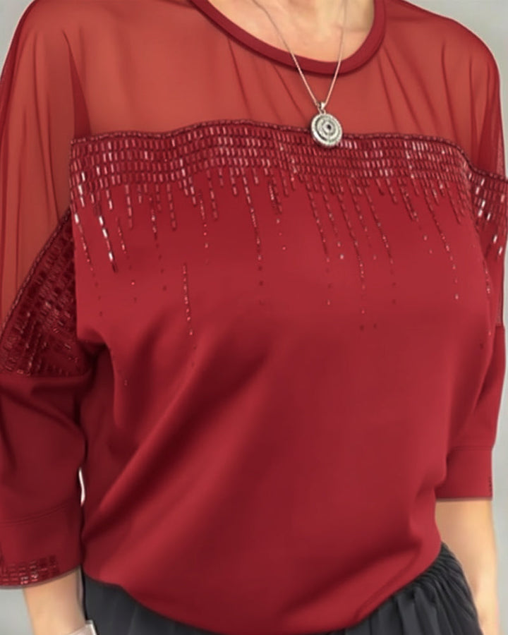 Mesh Split Loose Blouse