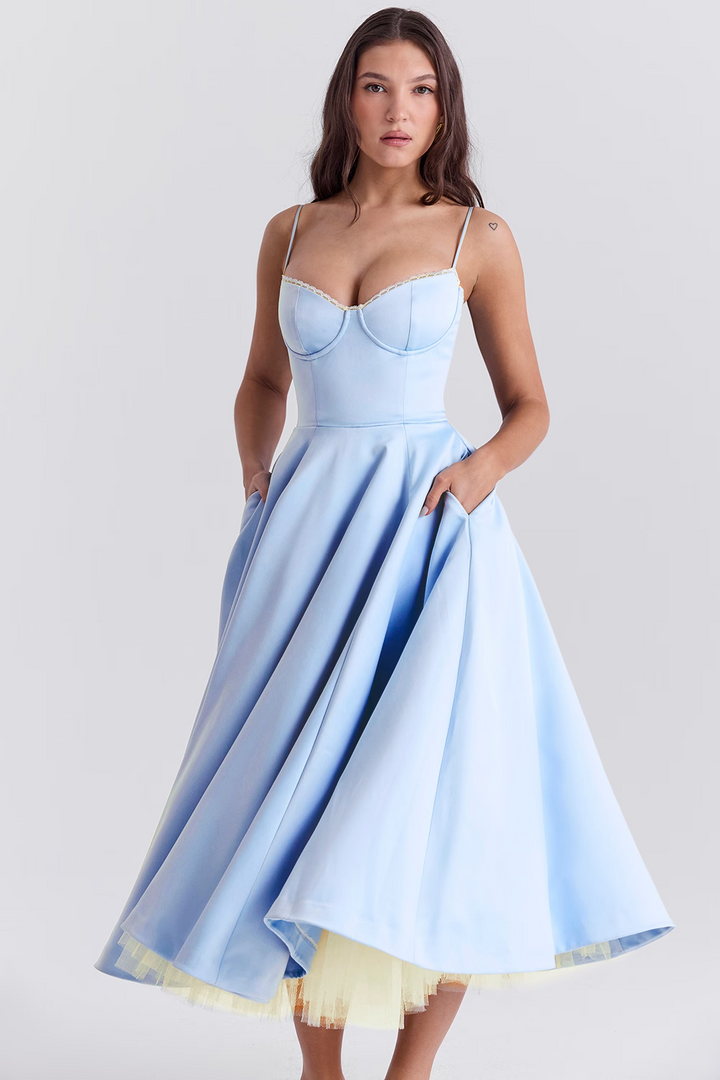KAESSIRAE – ELEGANT TULLE MIDI DRESS FOR SPRING