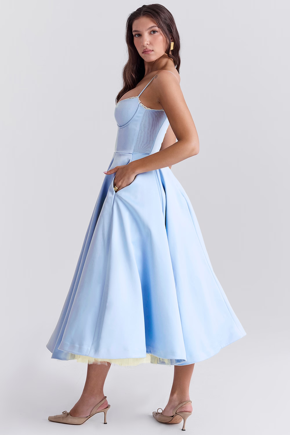 KAESSIRAE – ELEGANT TULLE MIDI DRESS FOR SPRING