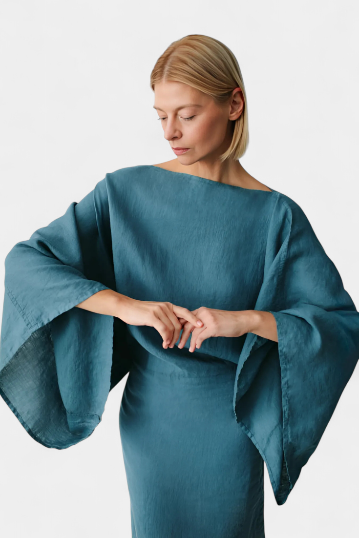 NOELLE – STYLISH LINEN & COTTON KIMONO DRESS