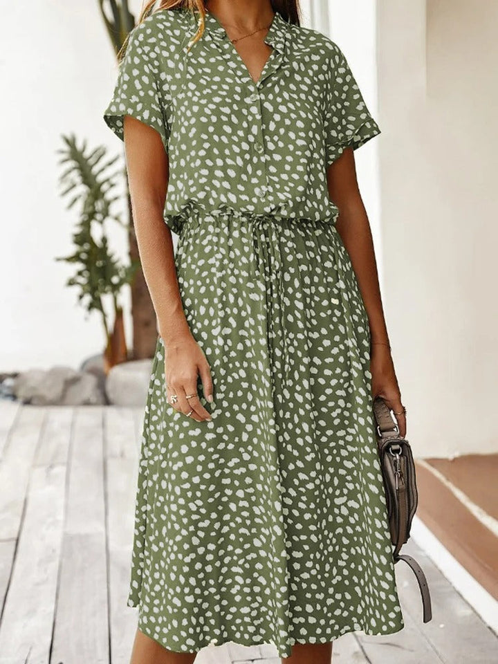 ZARA – SOFT-SPOTTED BUTTON-UP MIDI DRESS