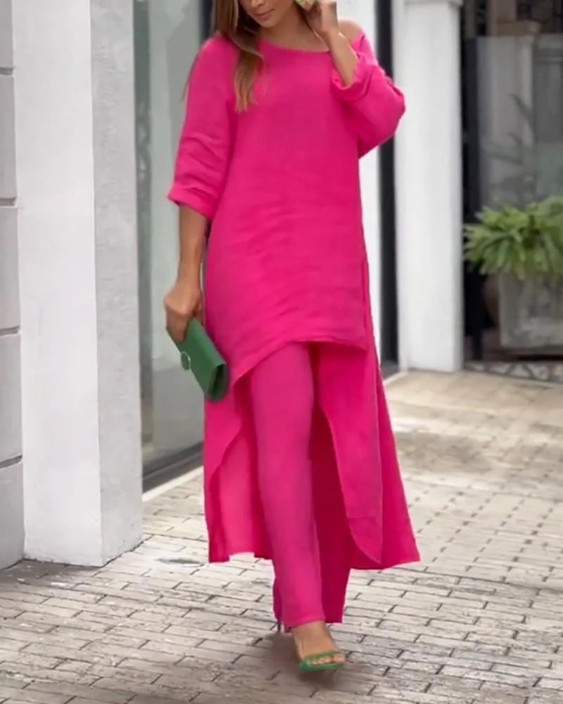 LYSAVINE – NATURAL LINEN TAILORED SET FOR WOMEN